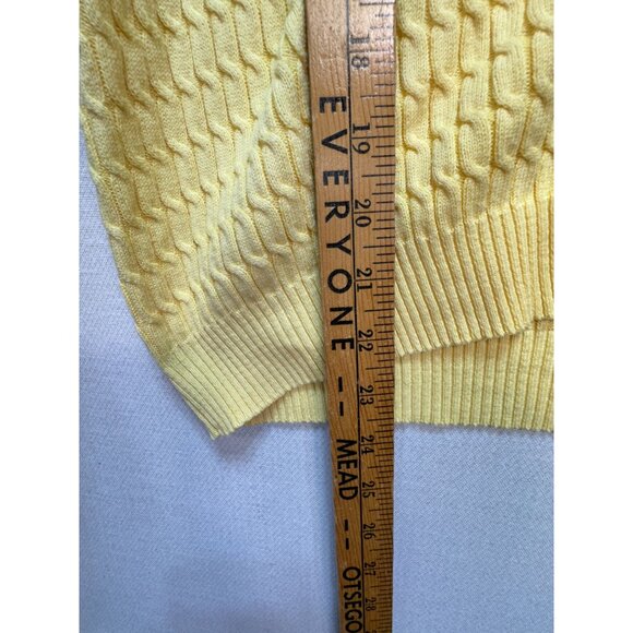 Crystal-Kobe Womens Cable Knit Cardigan Sweater Size M Yellow Button Up - Picture 4 of 9